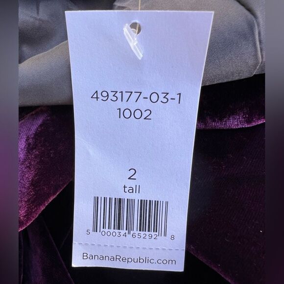 Banana Republic Burgundy Velvet Blazer New Size 2 Long - Picture 7 of 8